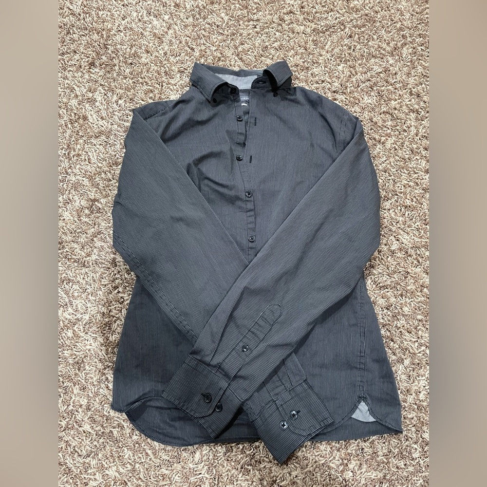 Pinstripe grey dress shirt